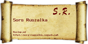 Sors Ruszalka névjegykártya